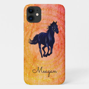 Capa Para iPhone 11 iPhone / iPad Rústico de Cavalo Negro