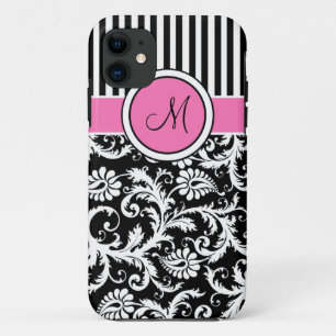 Capa Para iPhone 11 iPhone listrado branco preto cor-de-rosa 5 do