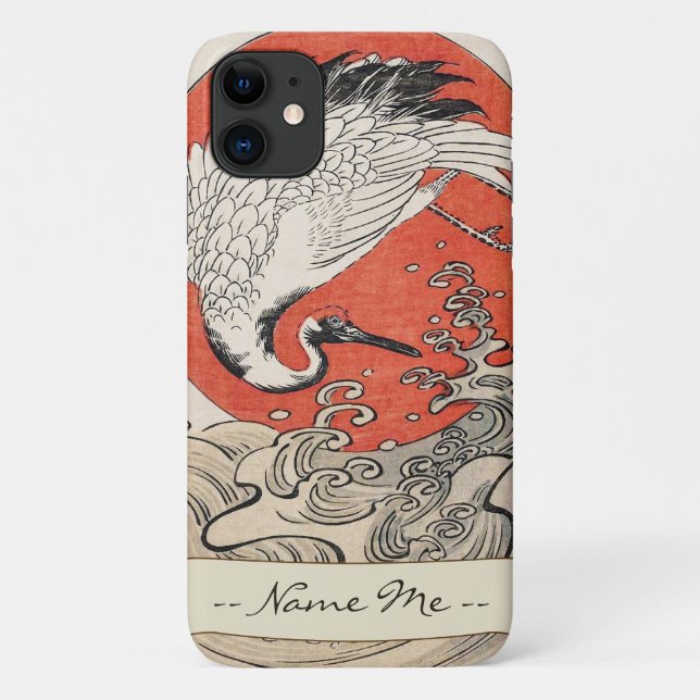 Capa Para iPhone 11 Isoda Koryusai Crane Waves e ascensão (Verso)