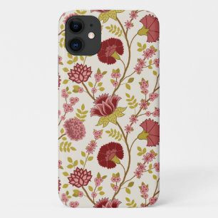 Capa Para iPhone 11 Jacobean Floral Big Pattern Reds Pinks Dourado Cre