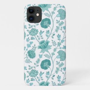 Capa Para iPhone 11 Jacobean Floral Big Pattern Teals on White