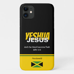 Capa Para iPhone 11 Jamaica Flag JESUS YESHUA Scripting Personalizado