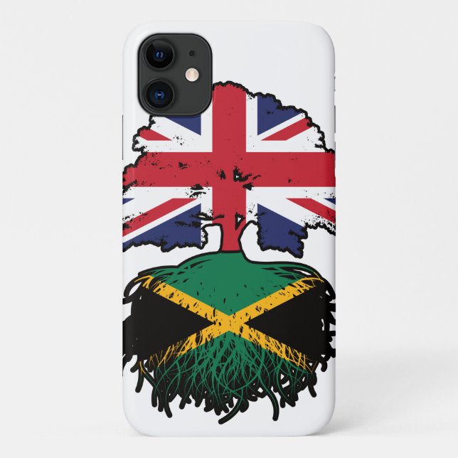 Capa Para iPhone 11 Jamaica Jamaican UK Tree Roots Flag (Verso)