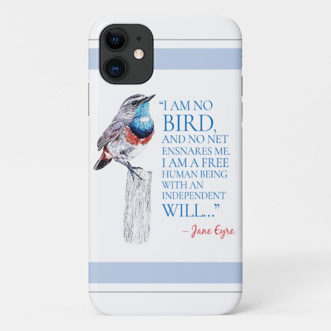 Capa Para iPhone 11 Jane Eyre - Não Sou Pássaro - Pássaro Azul Trocado (Verso)