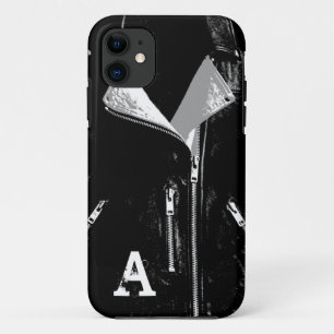 Capa Para iPhone 11 Jaqueta de Couro Monograma branco Caso iPhone 5