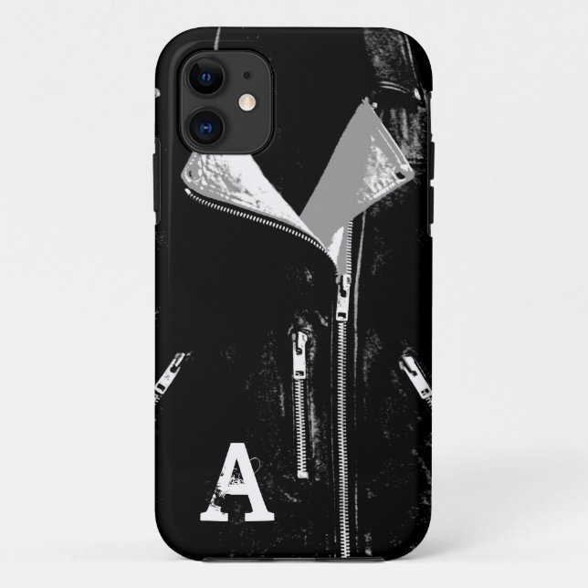 Capa Para iPhone 11 Jaqueta de couro Monograma branco iPhone 5 case (Verso)