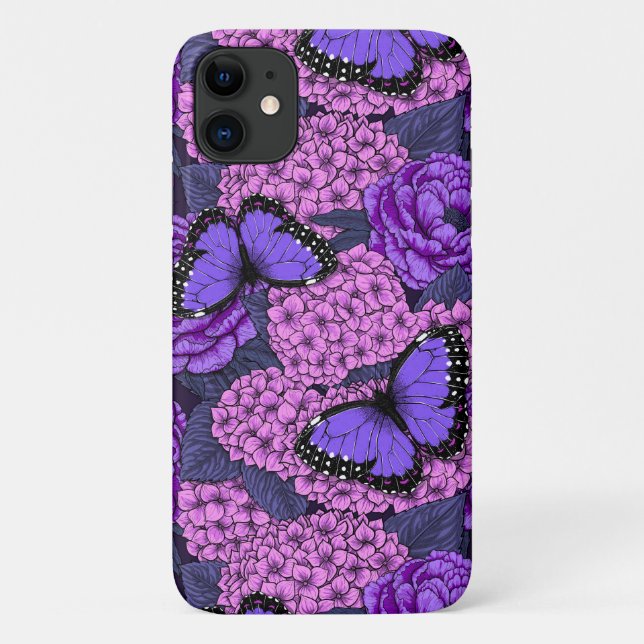 Capa Para iPhone 11 Jardim azul morfo 2 (Verso)