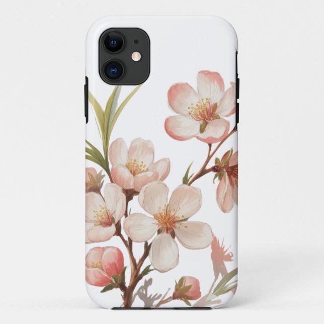 Capa Para iPhone 11 Jardim Botânico de Flores de Pêssego (Verso)