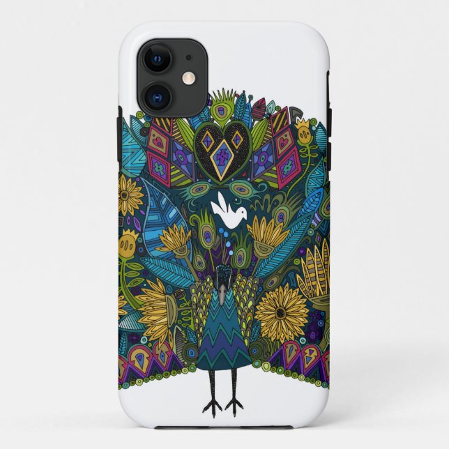 Capa Para iPhone 11 jardim de pavão (Verso)