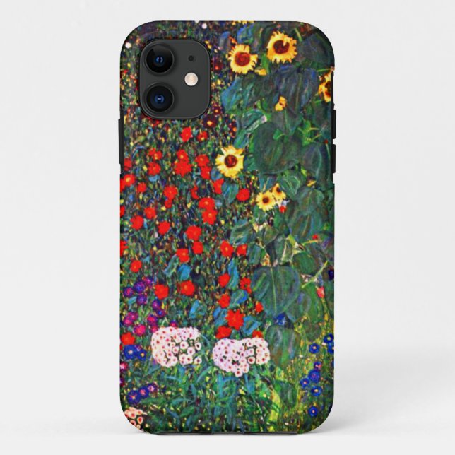 Capa Para iPhone 11 Jardim Flor Gustav Klimt (Verso)