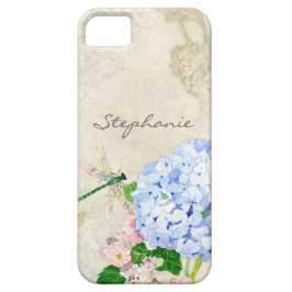 Capa Para iPhone 11 Jardim Inglês, Blue n Pink Hydrangeas Watercolor
