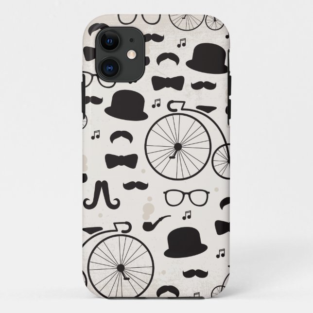 Capa Para iPhone 11 jazz do bigode do geek do hipster (Verso)