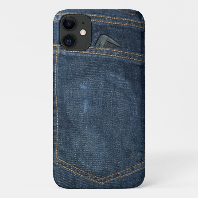 Capa Para iPhone 11 Jeans azuis - Bolso Denim (Verso)