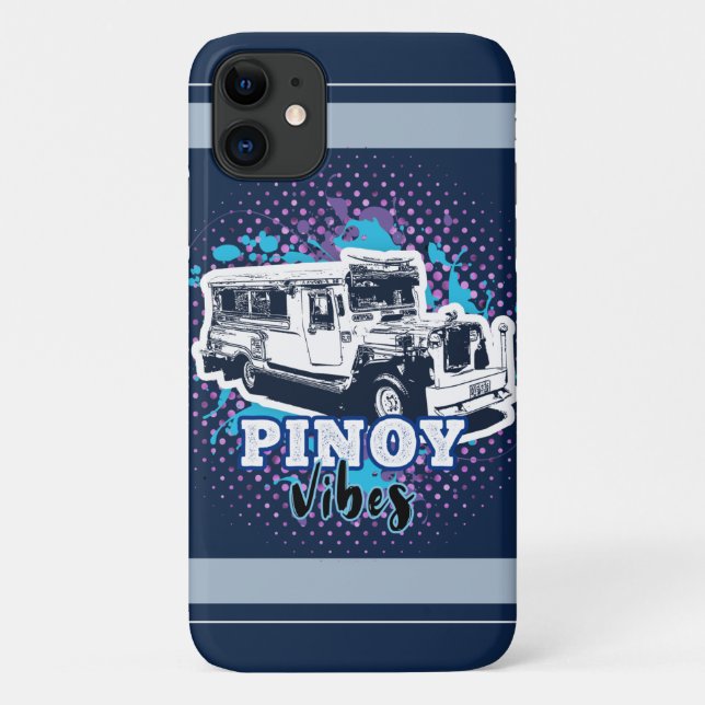 Capa Para iPhone 11 Jeepney Pinoy Vibes Azul Rosa (Verso)
