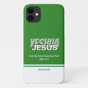 Capa Para iPhone 11 JESUS YESHUA - Escritura Personalizada GREEN