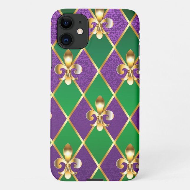 Capa Para iPhone 11 Jewelry Background Mardi Gras (Verso)