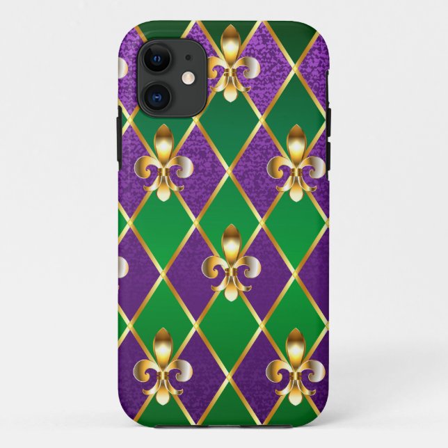 Capa Para iPhone 11 Jewelry Background Mardi Gras (Verso)