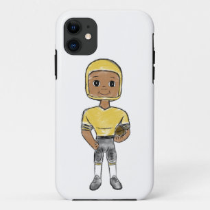 Capa Para iPhone 11 jogador de futebol retrô vintage preto amarelo sim