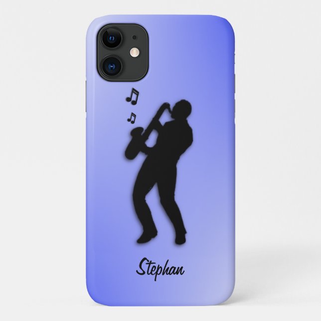 Capa Para iPhone 11 Jogador saxofone (Verso)