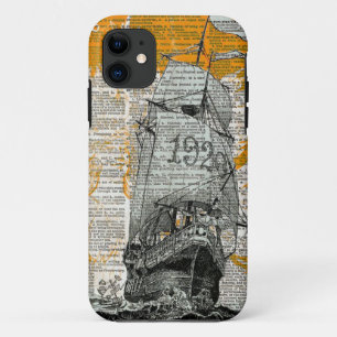 Capa Para iPhone 11 Jornal do design do desenho do navio de pirata