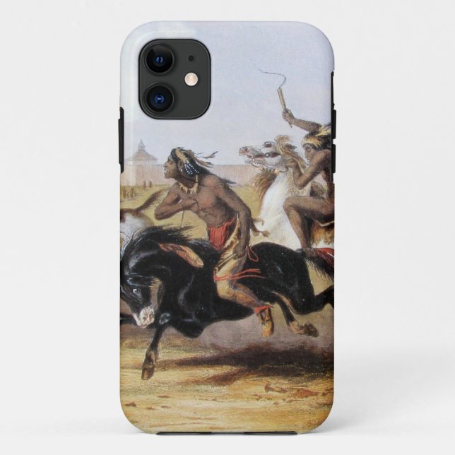 Capa Para iPhone 11 Karl Bodmer - Corrida de Cavalos dos Sioux (Verso)