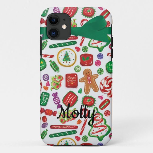 Capa Para iPhone 11 Kawaii - Nome Personalizado do Presente de Natal (Verso)