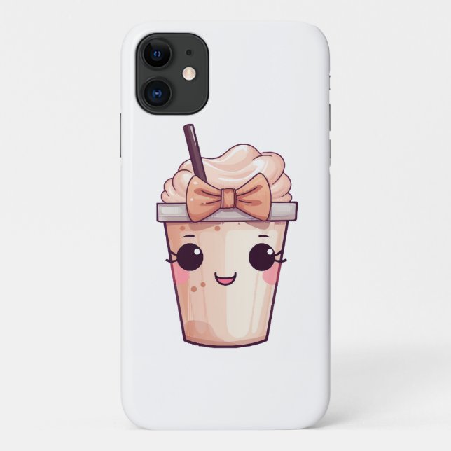 Capa Para iPhone 11 Kawaii Smiling Frappe (Verso)