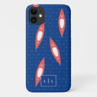 Kayak Personalizado Monograma Azul Coral Moderno