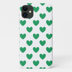 Capa Para iPhone 11 Kelly Green Polka Hearts em branco