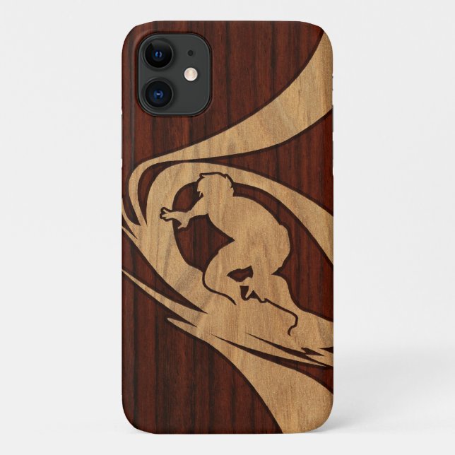 Capa Para iPhone 11 Kewalos Havaiano Surfer Koa Faux Wood (Verso)