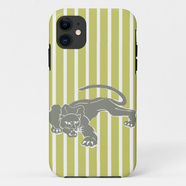 Capa Para iPhone 11 Khaki Safari Stripe com Leopardo (Verso)