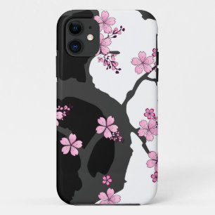 Capa Para iPhone 11 Kimono Black e White Pink Sakura