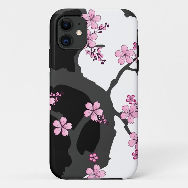 Capa Para iPhone 11 Kimono Black e White Pink Sakura (Verso)
