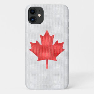 Capa Para iPhone 11 Knit Style Maple Leaf Knitting Motif