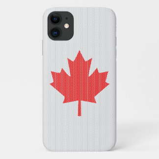 Capa Para iPhone 11 Knit Style Maple Leaf Knitting Motif