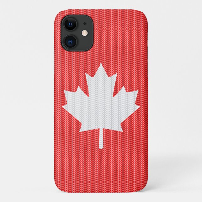Capa Para iPhone 11 Knit Style Maple Leaf Knitting Motif (Verso)