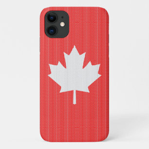 Capa Para iPhone 11 Knit Style Maple Leaf Knitting Motif