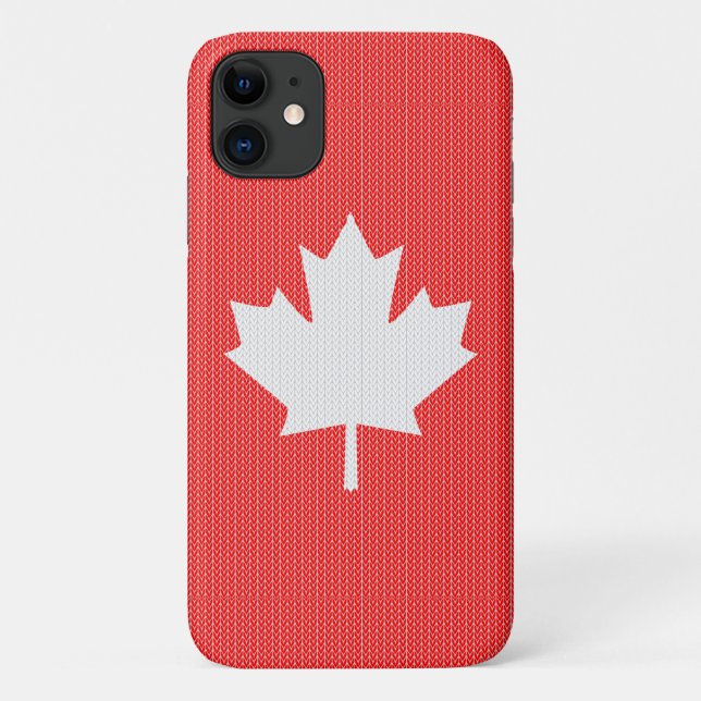 Capa Para iPhone 11 Knit Style Maple Leaf Knitting Motif (Verso)