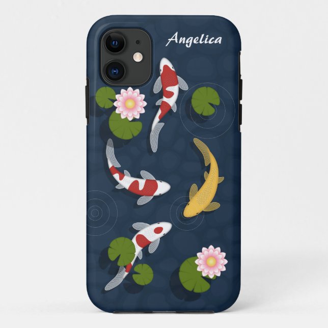Capa Para iPhone 11 Koi Fish Pond Japonês (Verso)