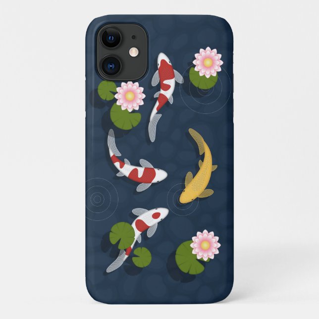 Capa Para iPhone 11 Koi Fish Pond Japonês (Verso)