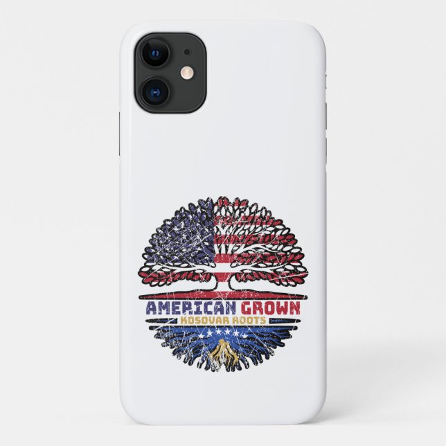Capa Para iPhone 11 Kosovo Kosovar American Tree Roots Flag (Verso)
