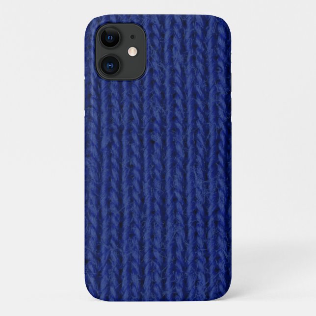 Capa Para iPhone 11 Lã de malha azul fechada (Verso)