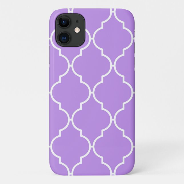 Capa Para iPhone 11 Lábio Roxo, Quatrefoil, Trellis Marroquina (Verso)
