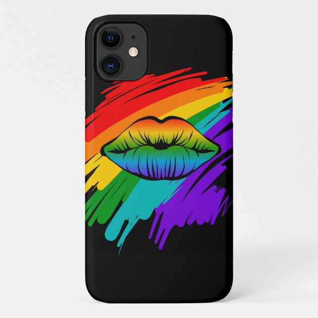 Capa Para iPhone 11 Lábios arco-íris (Verso)