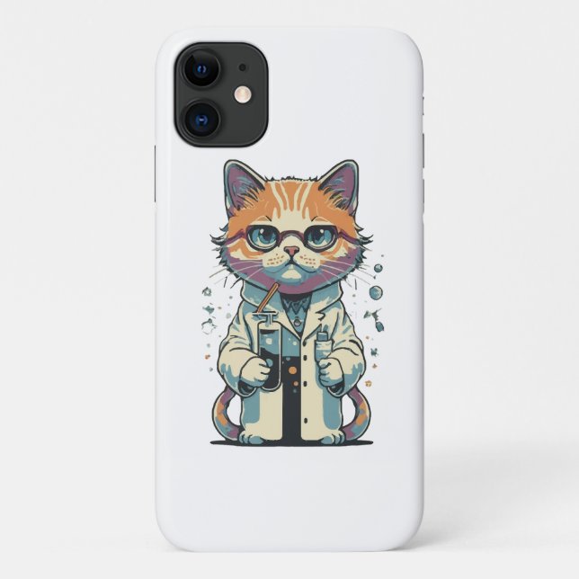 Capa Para iPhone 11 Laboratório Cat Focado (Verso)