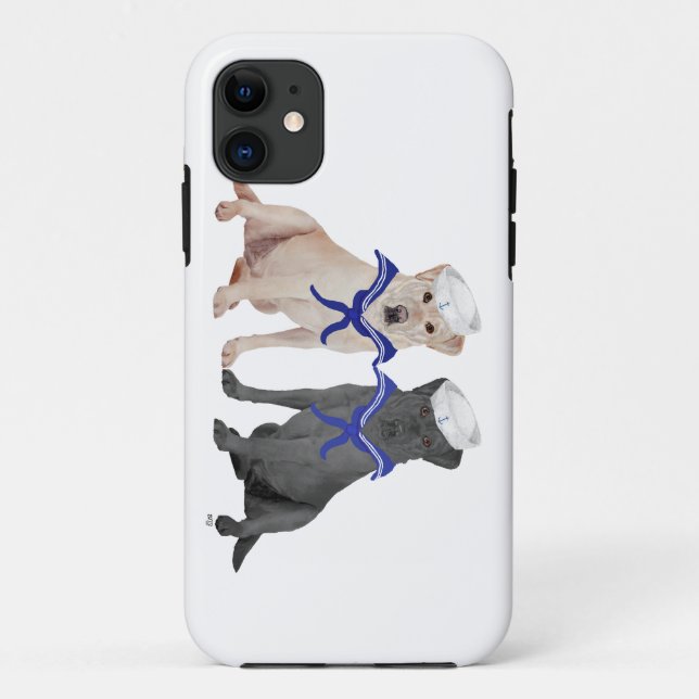 Capa Para iPhone 11 Labradores Retriever Amarelos e Pretos (Verso)