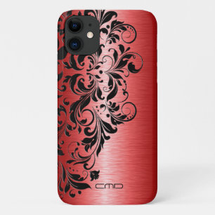 Capa Para iPhone 11 Lace preto de alumínio, vermelho, metálico