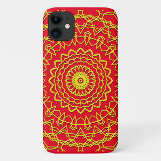 Capa Para iPhone 11 Lacy Dourado Color Circular Design em vermelho