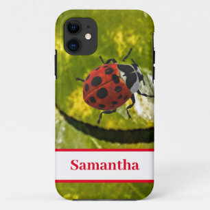 Capa Para iPhone 11 Ladybug no Folheto com Nome