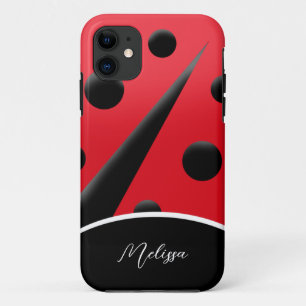 Capa Para iPhone 11 Ladybug Red e Black Modern Ladybugs